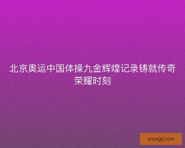北京奥运中国体操九金辉煌记录铸就传奇荣耀时刻