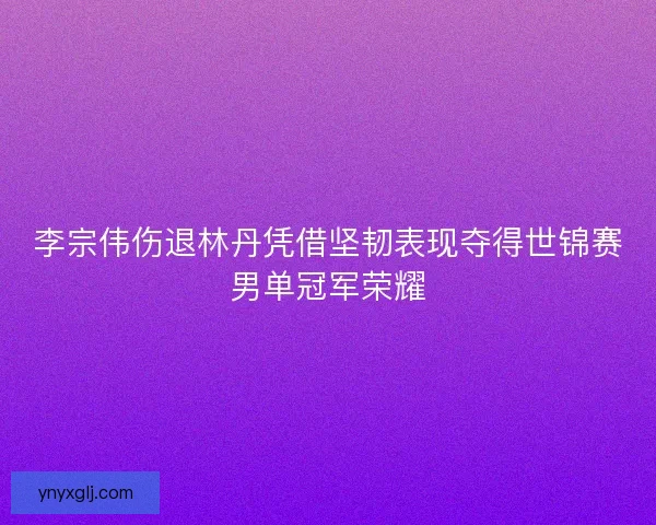 李宗伟伤退林丹凭借坚韧表现夺得世锦赛男单冠军荣耀